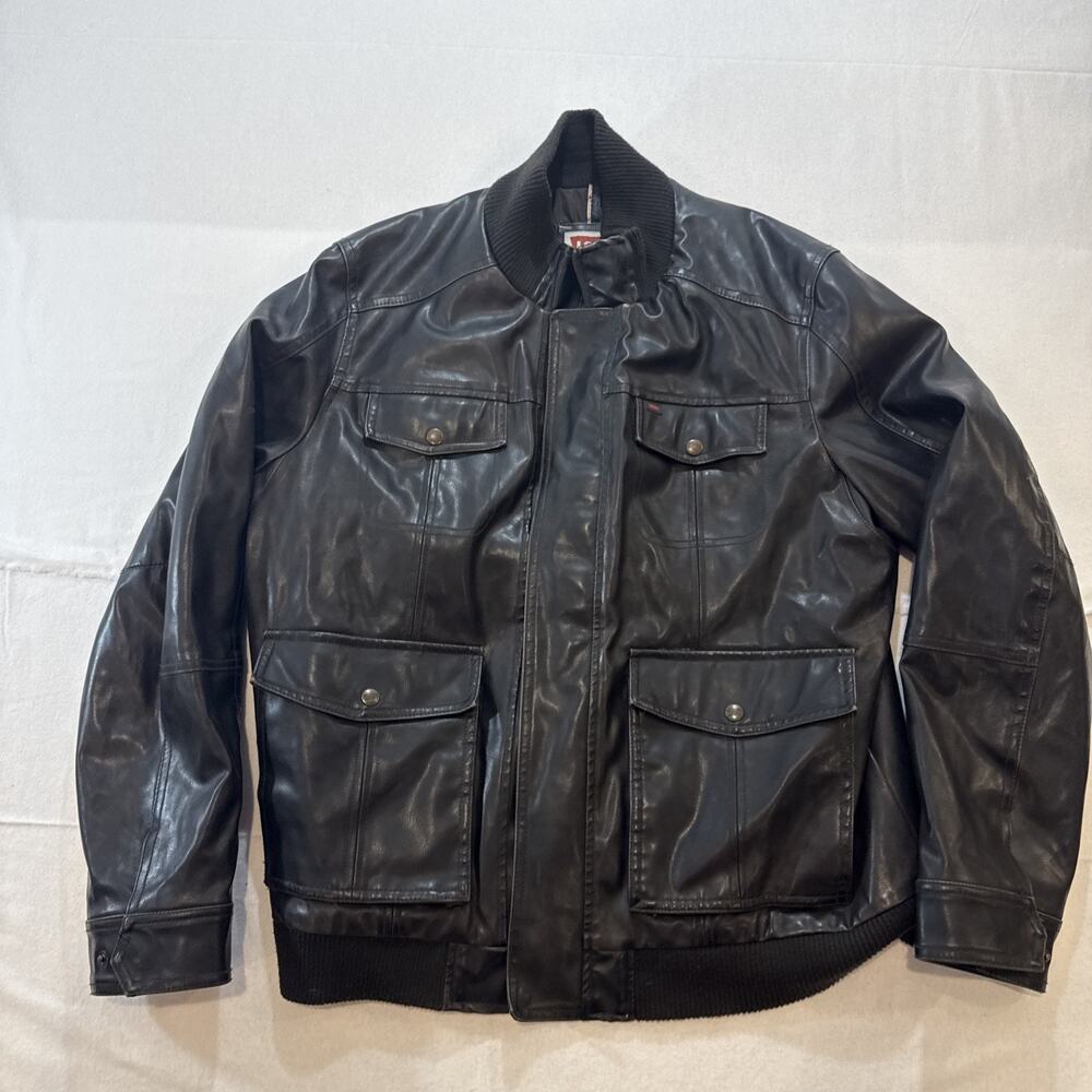 Levi’s Polyvinyl Jacket XL Brown Mens Full Zip Snap On Pockets Lined